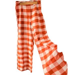 Orange & White gingham pants pants.